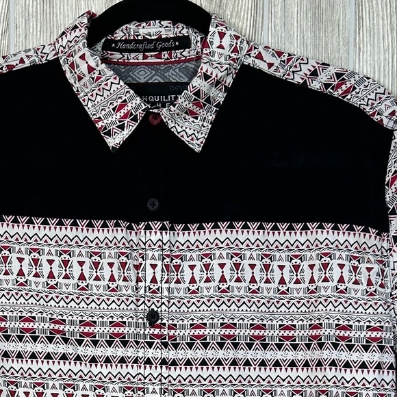 Tranquility Mayhem Mens Roll Tab Long Sleeve Graphic Button Down Shirt SZ M - Picture 2 of 16